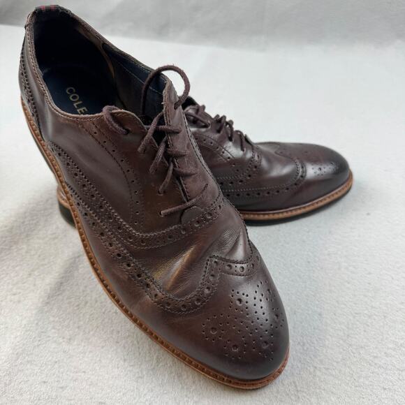 Cole Haan Grand OS Wingtip Oxford Shoes Men\'s 12M Brown Leather Brogue Lace Up